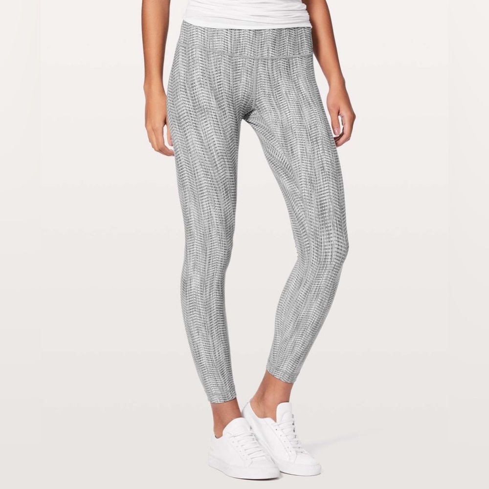 Lululemon Wunder Under Hi-Rise 7/8 Tight 25" Arrow Jacquard Battleship Sz 8